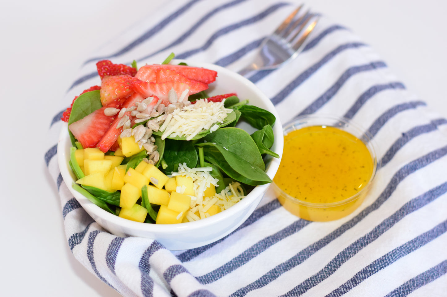 Mango Strawberry Spinach Salad with Orange Honey Dressing - Kid Size